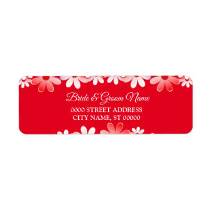 Étiquette Adresse de retour de mariage florale élégante roug