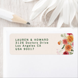 Étiquette Adresse de retour de mariage florale romantique