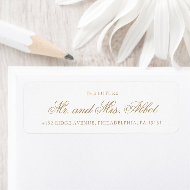 Étiquette Adresse de retour de mariage formel or traditionne (En situation)