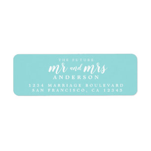 Étiquette Adresse de retour de mariage Future Mr Mrs Turquoi