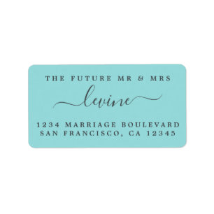 Étiquette Adresse de retour de mariage Future Mr Mrs Turquoi