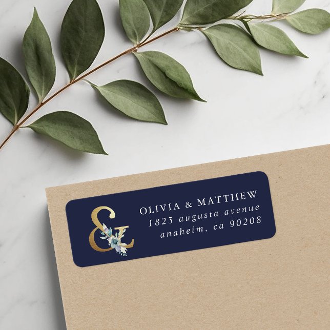 Étiquette Adresse de retour de mariage Luxe Floral Esperluet (Créateur téléchargé)
