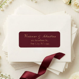 Étiquette Adresse de retour de mariage minimaliste Burgundy