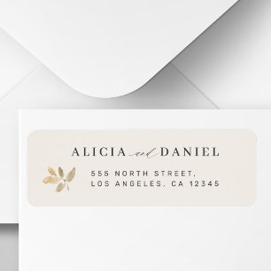 Étiquette Adresse de retour de mariage minimaliste feuille d