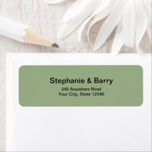 Étiquette Adresse de retour de mariage minimaliste vert saug
