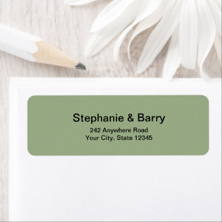 Étiquette Adresse de retour de mariage minimaliste vert saug