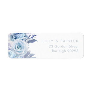 Étiquette Adresse de retour de mariage moderne bleu poussiér