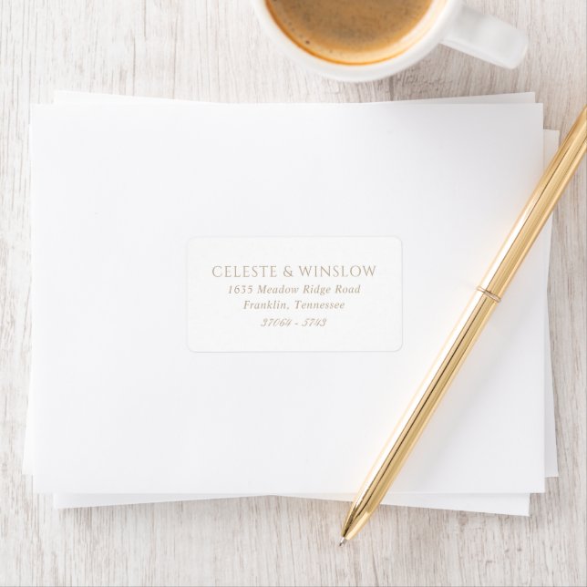 Étiquette Adresse de Retour de Mariage Moderne Classique Or  (En situation)