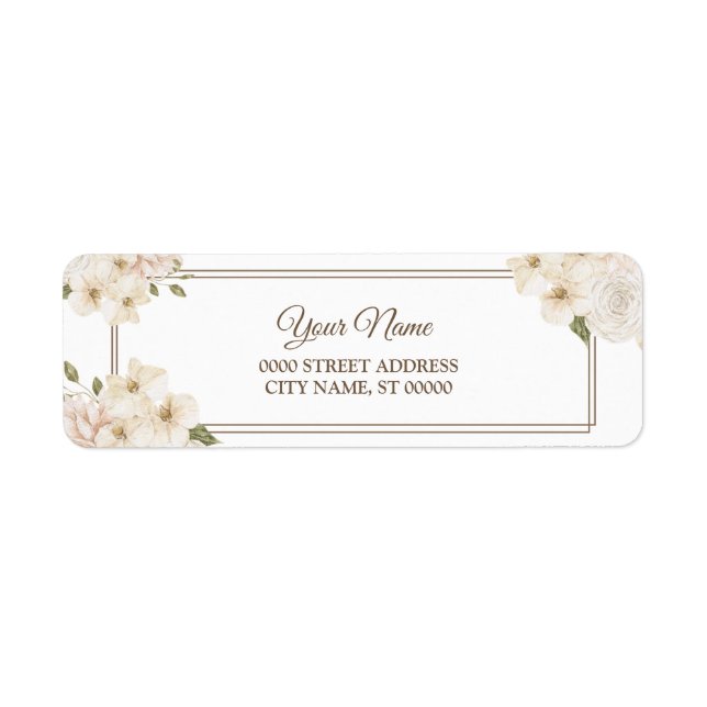 Étiquette Adresse de retour de mariage moderne florale rose  (Devant)