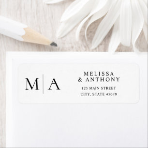 Étiquette Adresse de retour de mariage noir et blanc moderne