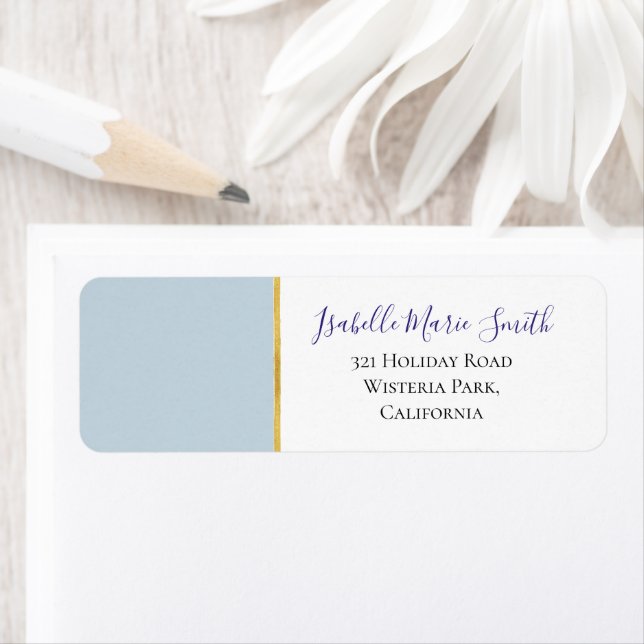 Étiquette Adresse de retour de mariage Orchidée Bleue Lumièr (En situation)
