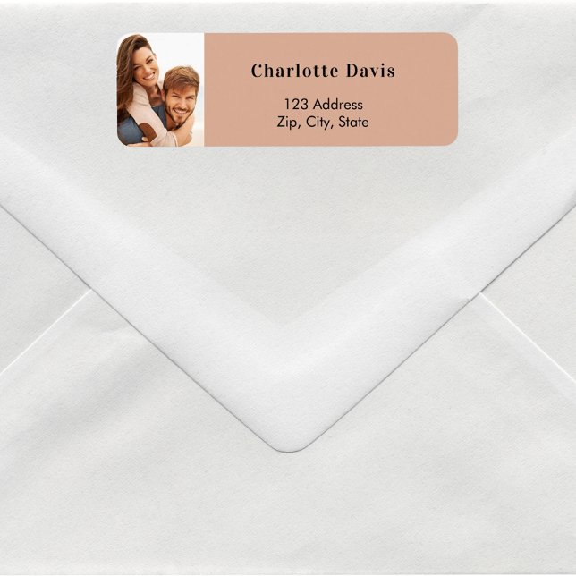 Étiquette Adresse de retour de mariage photo rose poudrée  (Créateur téléchargé)