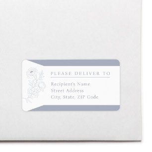 Étiquette Adresse de Retour de Mariage Pivoine Bleue Poussié