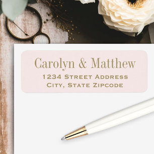Étiquette Adresse de retour de mariage rose pâle vintage