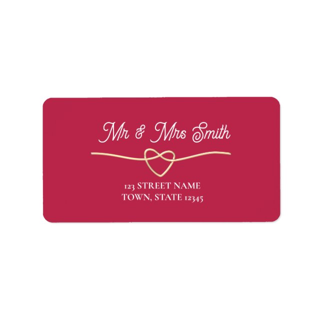 Étiquette Adresse de retour de mariage rose rétro (Devant)