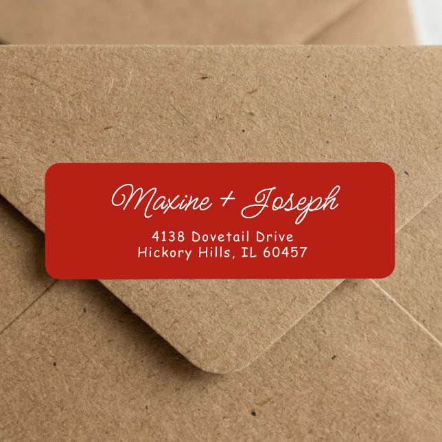 Étiquette Adresse de Retour de Mariage Rouge et Blanc Rétro (Retro red and white wedding return address label adds a charming touch to wedding mail.)