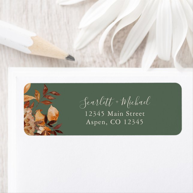 Étiquette Adresse de retour de mariage rustique d'automne (Fall Rustic Boho Wedding Return Address Label by Painted Paperie
)
