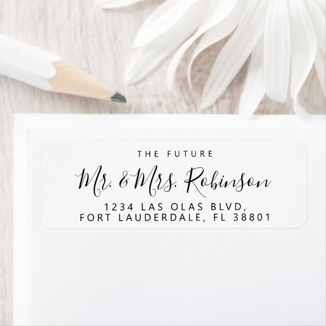Étiquette Adresse de retour de mariage Script Future M. et M (En situation)