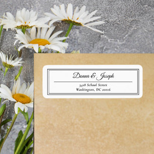 Étiquette Adresse de Retour de Mariage Simple Classique Blan