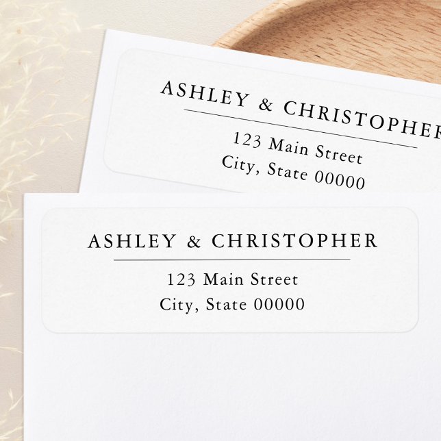 Étiquette Adresse de Retour de Mariage Simple Élégant Blanc (Créateur téléchargé)