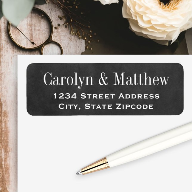 Étiquette Adresse de retour de mariage sur tableau noir vint (Créateur téléchargé)