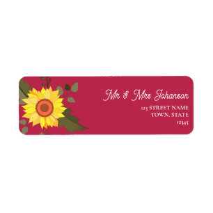 Étiquette Adresse de retour de mariage tournesol