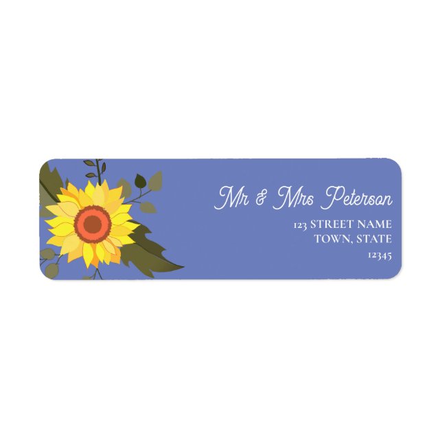 Étiquette Adresse de retour de mariage tournesol (Devant)