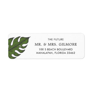 Étiquette Adresse de Retour de Mariage Tropical Simple Moder