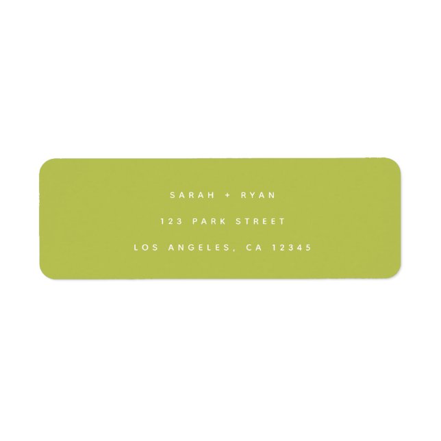 Étiquette Adresse de retour de mariage vert citron moderne (Devant)