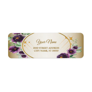 Étiquette Adresse de retour de mariage violet rose floral do