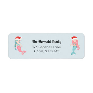Étiquette Adresse de retour de Mermaid Père Noël