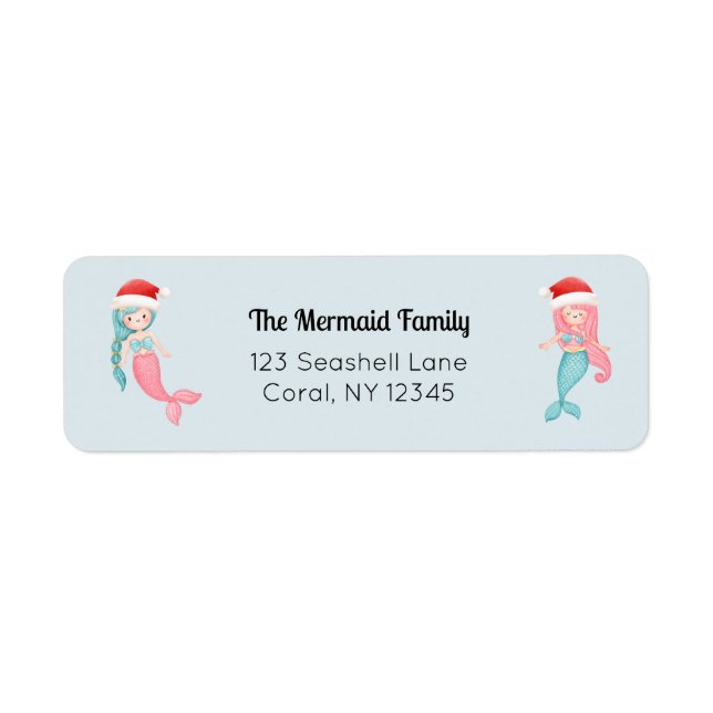Étiquette Adresse de retour de Mermaid Père Noël (Devant)