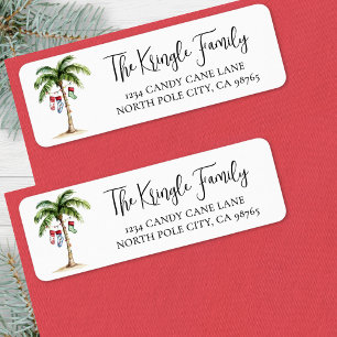 Étiquette Adresse de Retour de Noël à la Plage