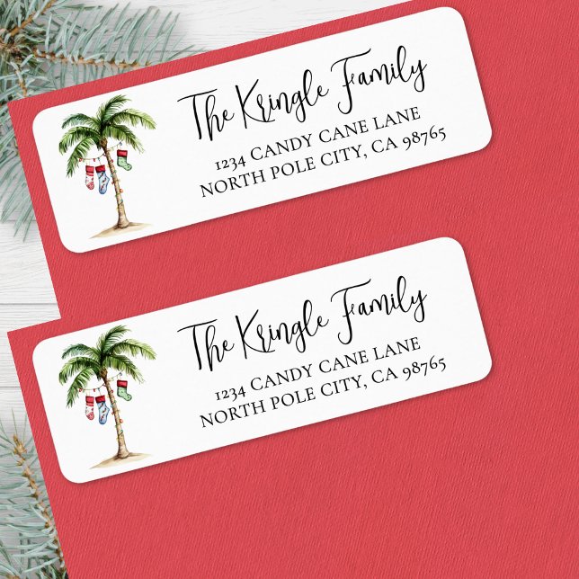 Étiquette Adresse de Retour de Noël à la Plage (Beach Christmas Return Address label)