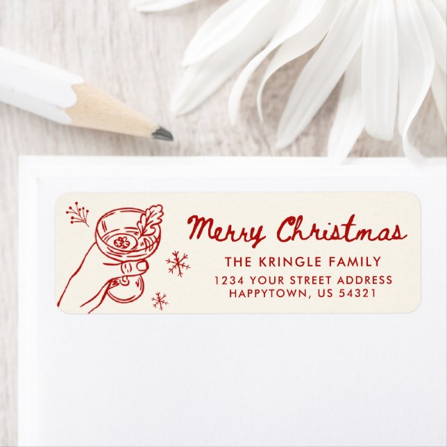 Étiquette Adresse de retour de Noël dessinée à la main de ma (En situation)