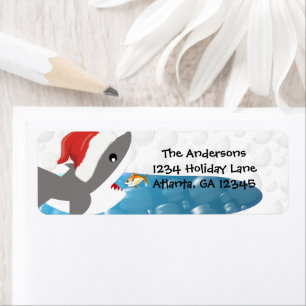Étiquette Adresse de retour de Noël du requin