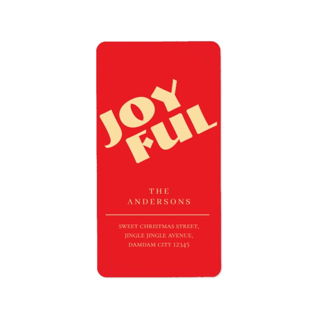 Étiquette Adresse de Retour de Noël Élégante Simple Joyeuse (Devant)