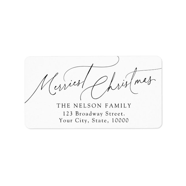 Étiquette Adresse de retour de Noël en écriture élégante min (Devant)