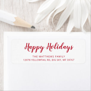 Étiquette Adresse de Retour de Noël en Écriture Rouge Modern