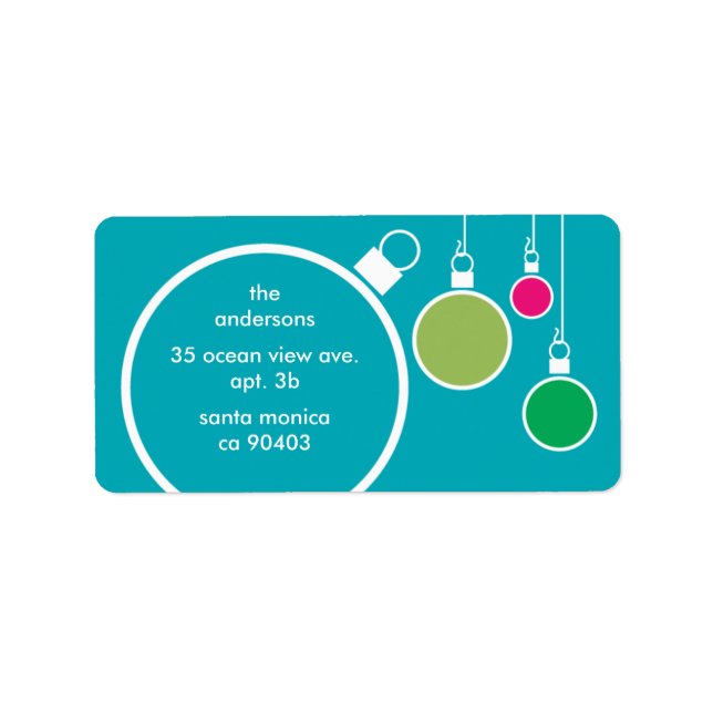 Étiquette Adresse de retour de Noël moderne Label Turquoise (Devant)