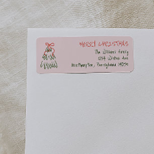 Étiquette Adresse de retour de Noël rose Vintage tiré à la m