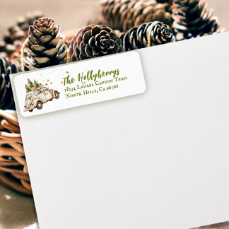 Étiquette Adresse de Retour de Noël Vintage Cosy