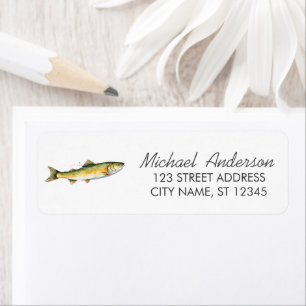 Étiquette Adresse de retour de pêche à l'aquarelle tendance 