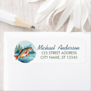 Étiquette Adresse de retour de pêche à l'aquarelle tendance