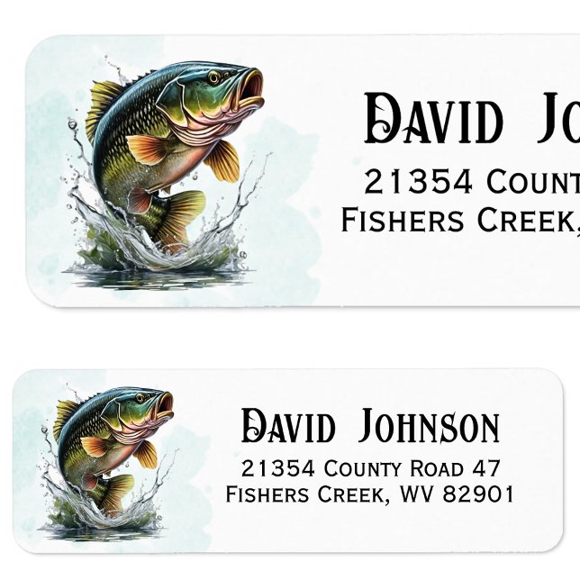Étiquette Adresse de retour de pêcheur de basses (Bass Fish Fisherman Return Address Label)