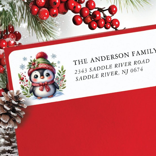 Étiquette Adresse de retour de pingouin joyeux (Créateur téléchargé)