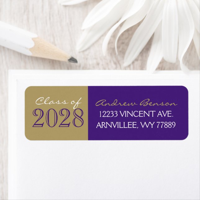 Étiquette Adresse de retour de remise des diplômes violet et (En situation)