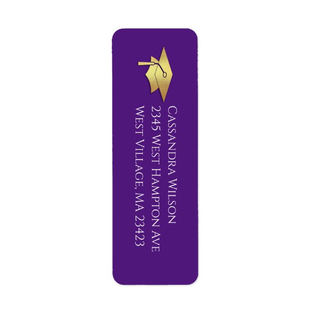 Étiquette Adresse de retour de remise des diplômes violet et (Devant)