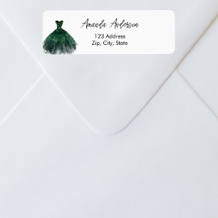 Étiquette Adresse de retour de robe vert émeraude