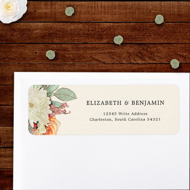Étiquette Adresse de retour de RSVP de mariage à la rose d'e (Créateur téléchargé)